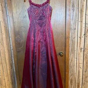 VTG Burgundy Beaded prom dress